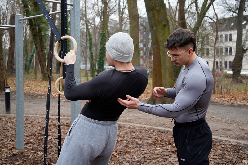 A picture of the coach with a client