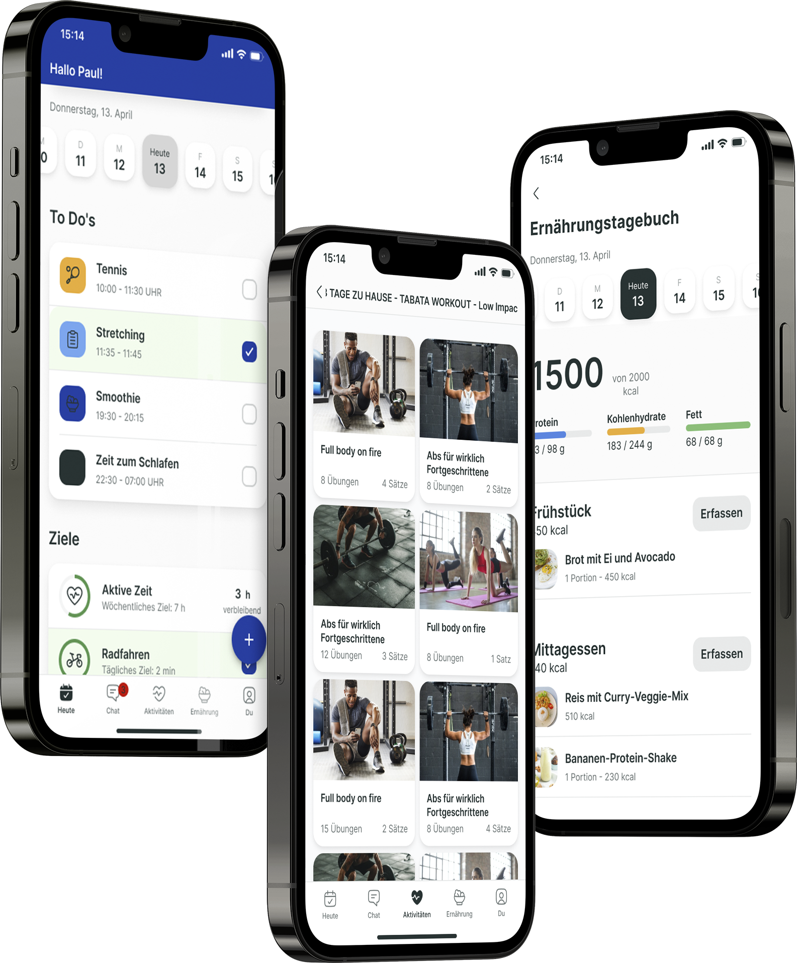 Ein Mockup der Coaching-App, das die Funktionen zeigt.